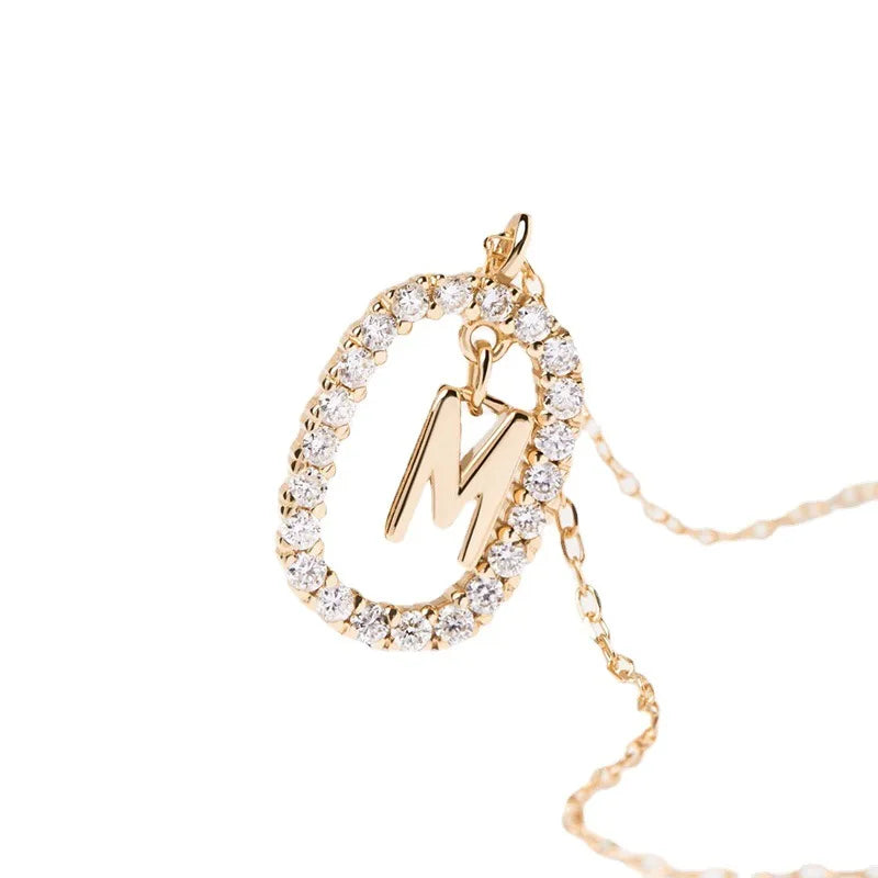 New 925 Sterling Silver Alphabet Necklace Charm High Quality First Name Initial Pendant Choker Birthday Gift Fine Jewelry